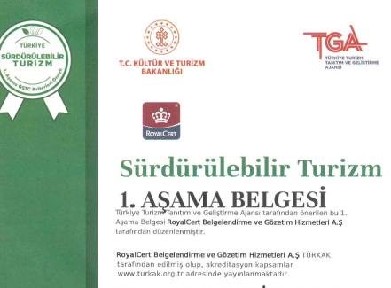 Sürdürülebilir Turizm 1.Aşama Belgesi